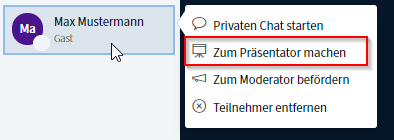 Eine Person zum Präsentator machen